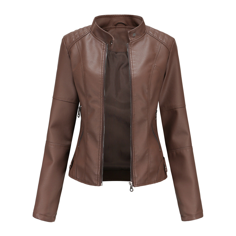Stylischer Damen Leder-Mantel Slim Fit