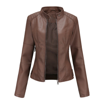 Stylischer Damen Leder-Mantel Slim Fit