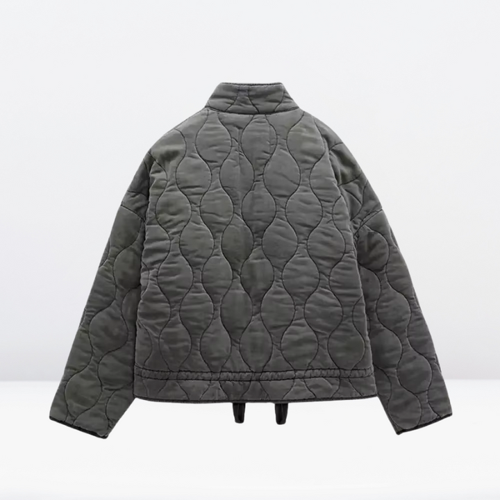 Damen Steppjacke Warm mit Kordelzug &amp; Reißverschluss - IdealeKleiden