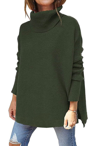 Damen Pullover Bequem Rollkragen Herbst