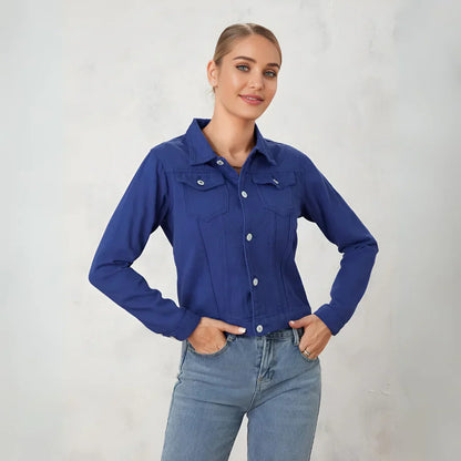 Damen Jeansjacke Modern Knöpfe Trendy