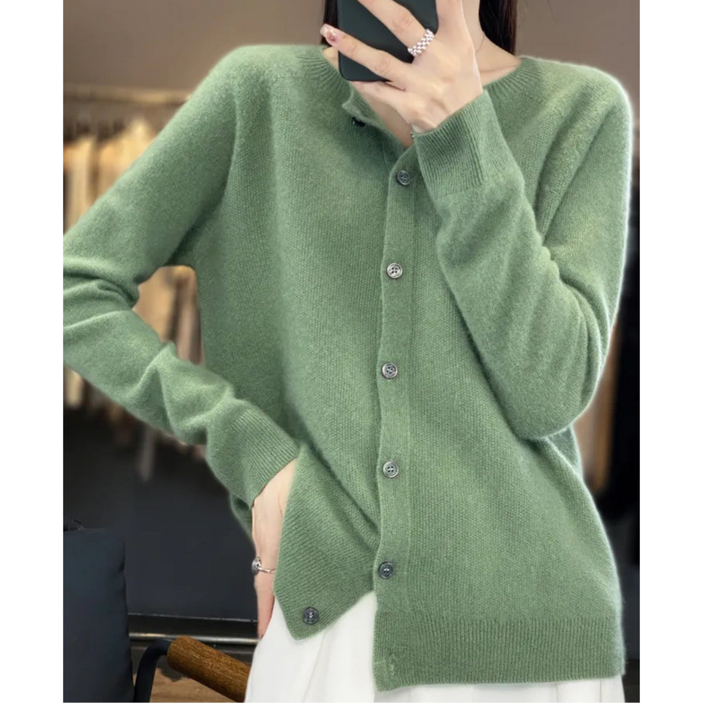 Weiche Strickjacke Lockere Passform Knöpfe