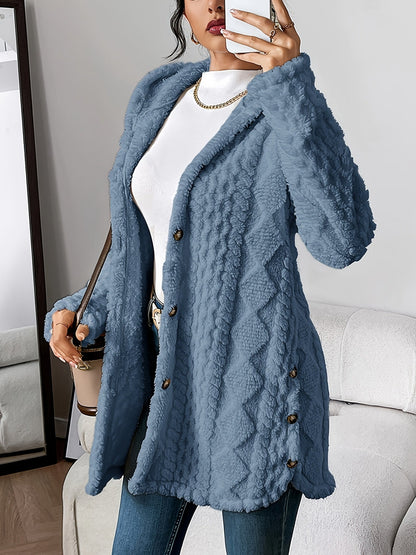 Winterjacke Damen Lang Kapuze Knöpfe