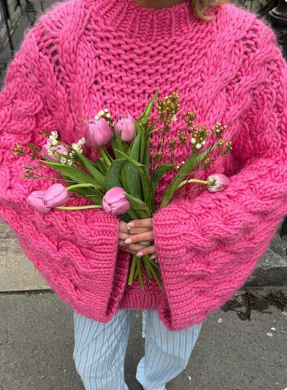 Übergroßer Pullover Grobstrick Hochkragen