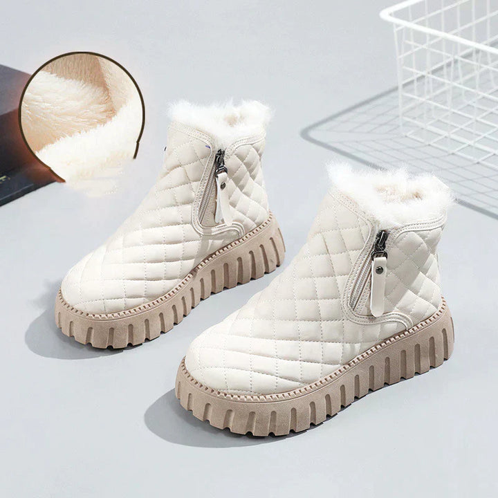 Damen Plateau-Stiefeletten Warm Bequem Reißverschluss