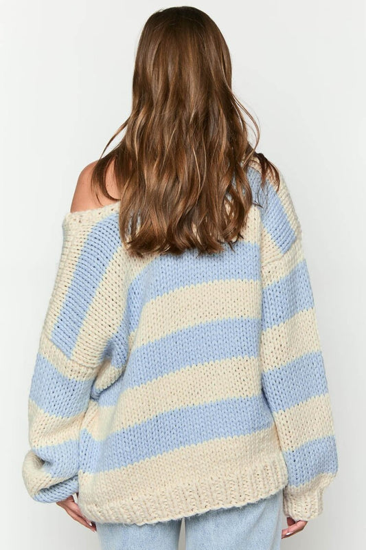 Stylischer Strickpullover Schulterfrei Trendy Herbstmode - IdealeKleiden