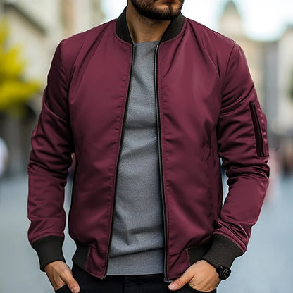 Herren Bomberjacke Hoch Modern Reißverschluss