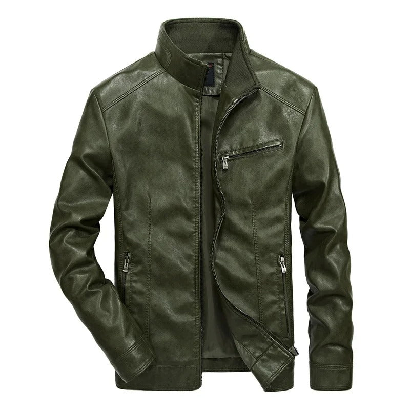 Herren Lederjacke Reißverschluss Frühjahr Modell