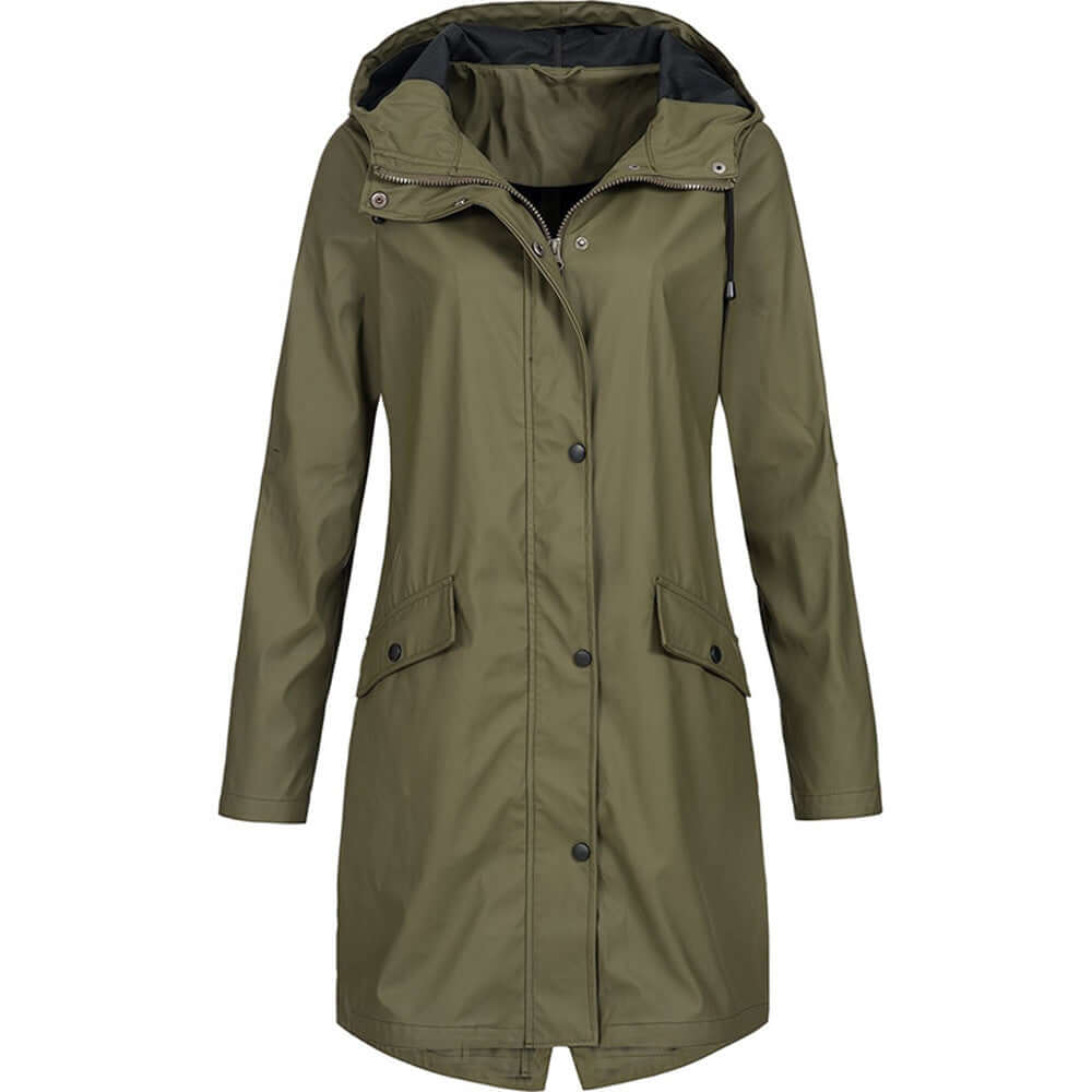 Damen Regenmantel Wasserdicht Kapuzenparka