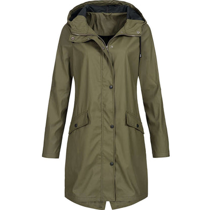 Damen Regenmantel Wasserdicht Kapuzenparka