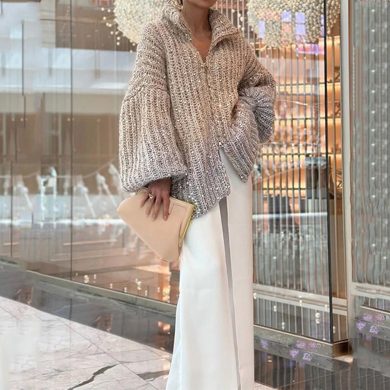 Strickcardigan Glitzer Pailletten Damen