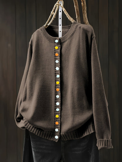 Damen Strickpullover mit Knöpfen Elegant