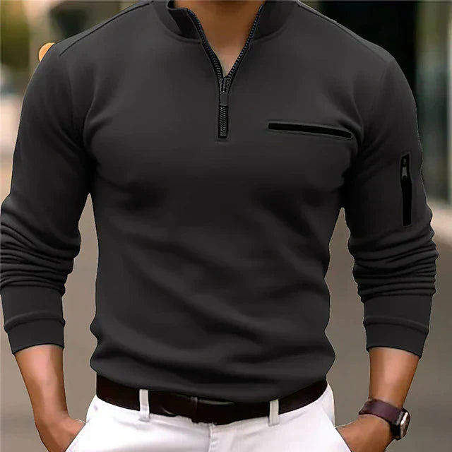 Elegantes Herren Poloshirt Mit Stehkragen