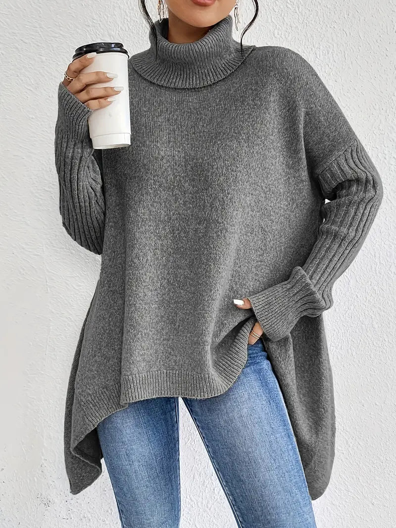 Bequemer Rollkragenpullover Lang Elegant