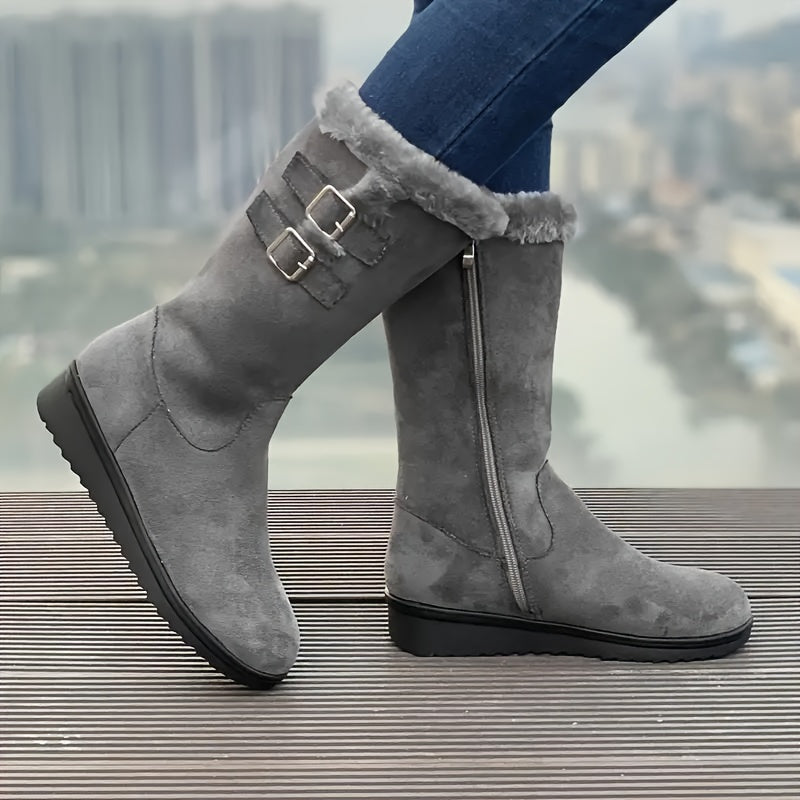Warme Winterstiefel Samt Optik - IdealeKleiden