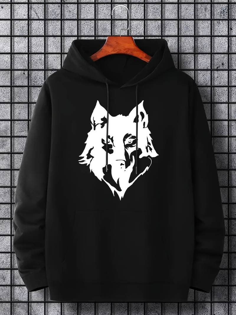 Herren Kapuzenpullover Wolf Muster Trendy