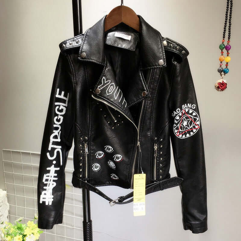 Stylische Lederjacke Damen mit Nieten-Verzierung