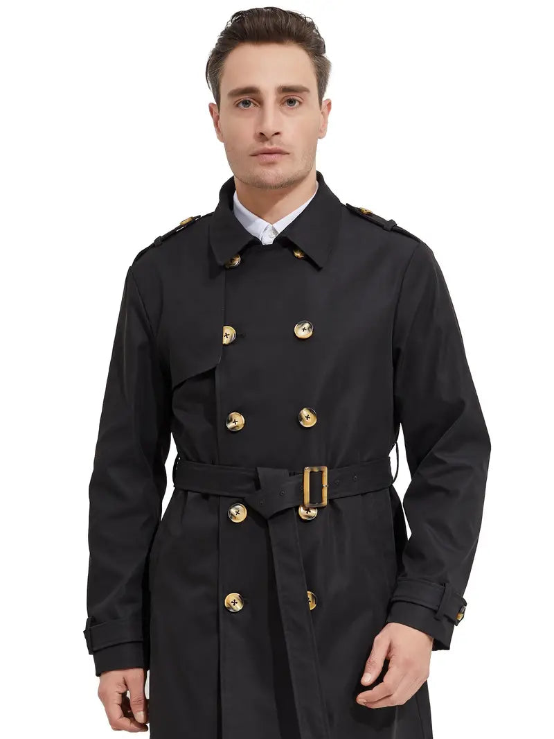 Klassischer Zweireihiger Trenchcoat Herren - IdealeKleiden