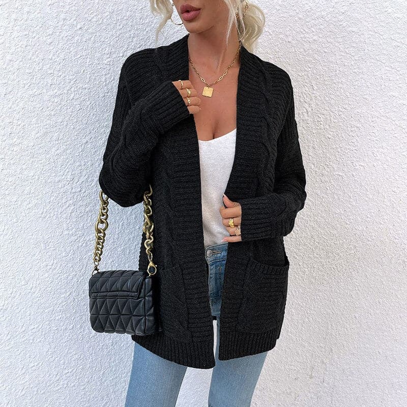 Kuschelige Cardigan Damen Strickjacke mit Taschen