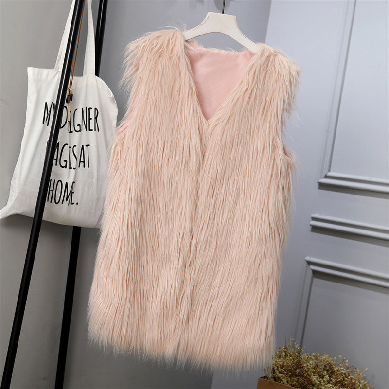 Damen Weste Kunstfell Oversized Stylish