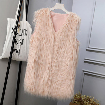 Damen Weste Kunstfell Oversized Stylish