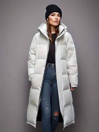 Warme Damenpufferjacke Kapuze Winter