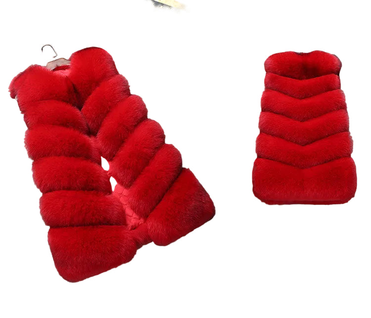 Damen Weste Flauschig Elegant Schnitt