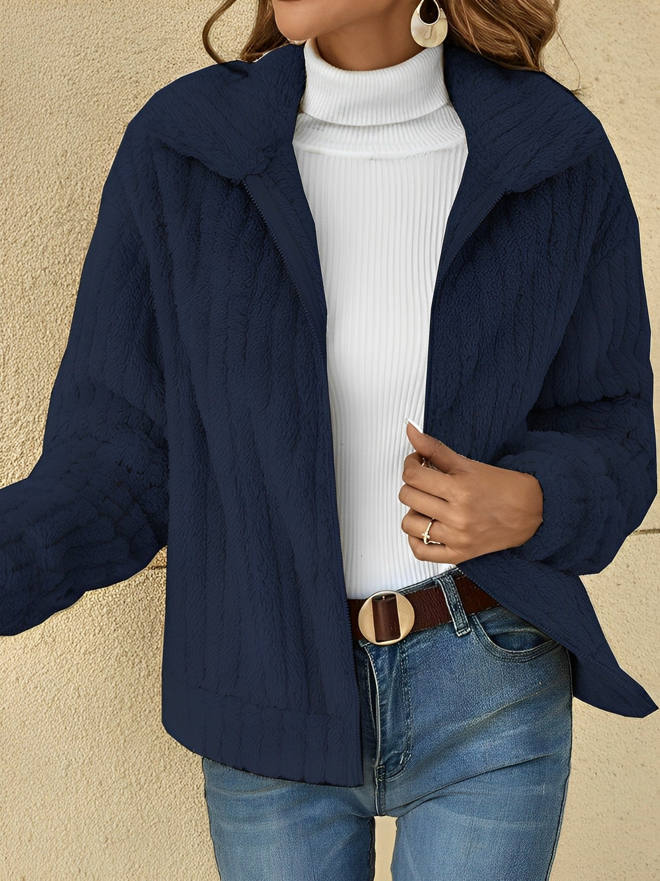 Damen Zip-Jacke Bequem Relaxed Fit