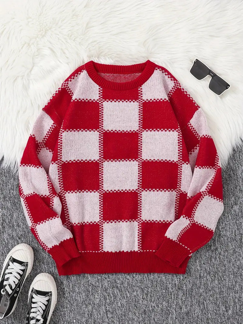Schachmuster Pullover für Herren