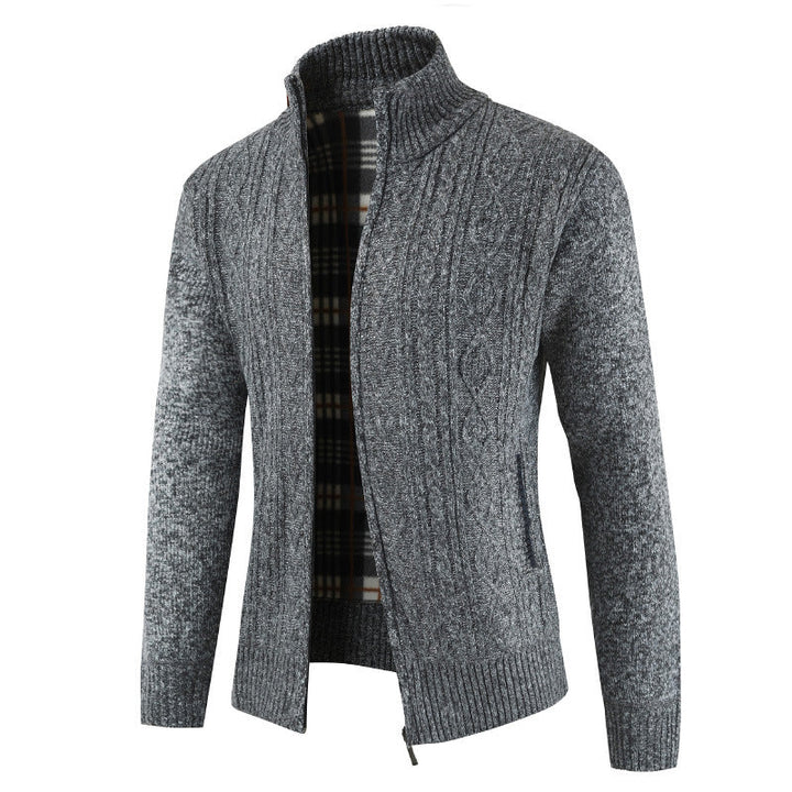Herren Strickjacke Modern Reißverschluss Stehkragen