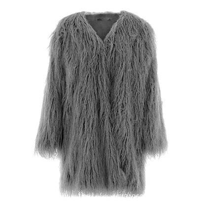 Damen Wintermantel Weich Flauschig Lang