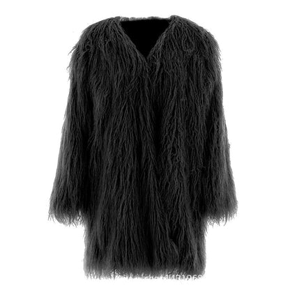 Damen Wintermantel Weich Flauschig Lang
