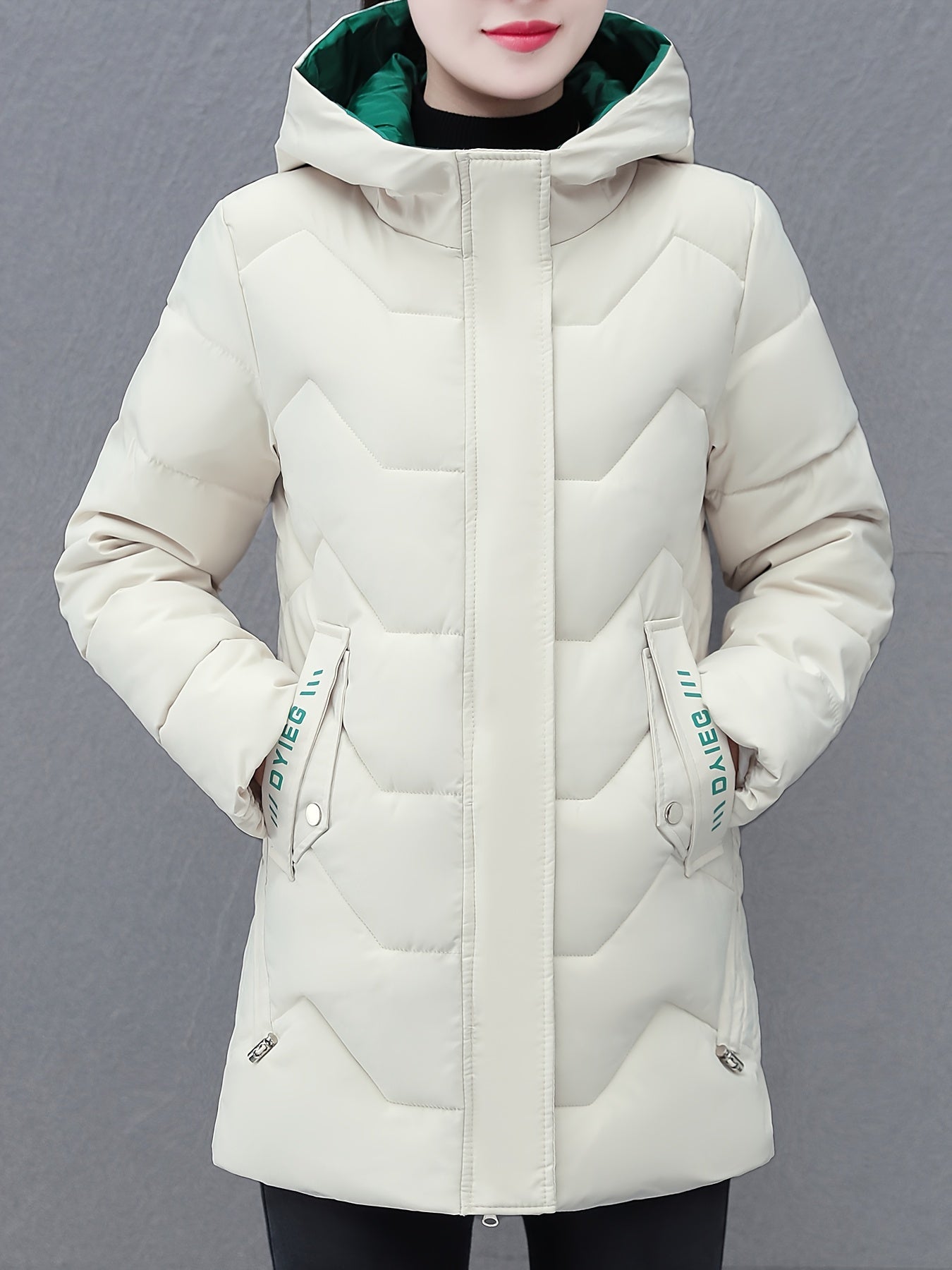 Damen Daunenjacke Lang Kapuze Warm