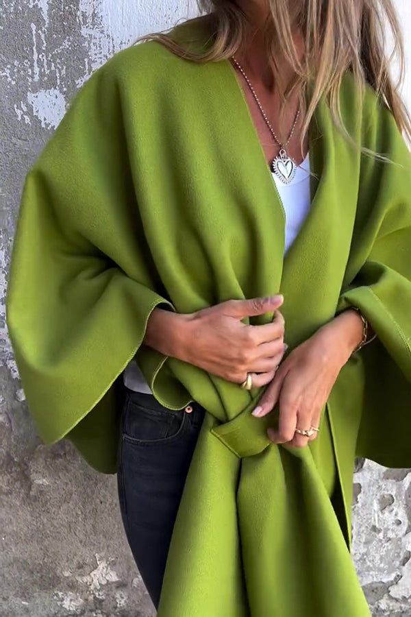 Stylische Damenjacke V-Ausschnitt Cape Design