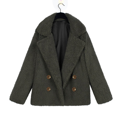 Damen Boucle-Jacke Weich Doppelknopf Elegant