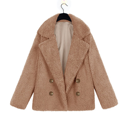 Damen Boucle-Jacke Weich Doppelknopf Elegant