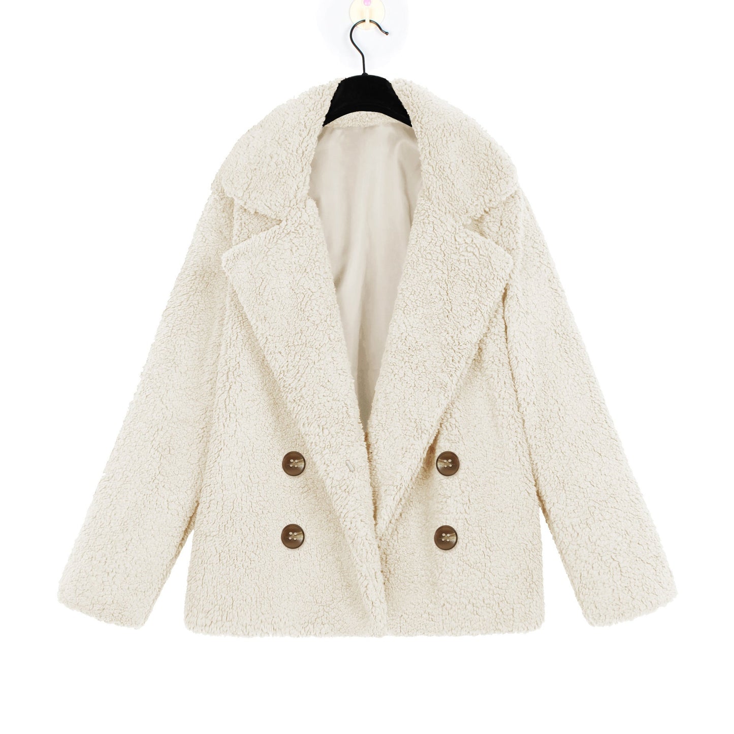 Damen Boucle-Jacke Weich Doppelknopf Elegant