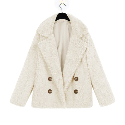 Damen Boucle-Jacke Weich Doppelknopf Elegant