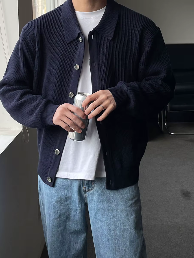 Moderner Herren Cardigan Slim Fit Streetwear Stil