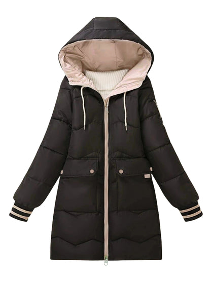 Klassische Steppjacke Damen Warm Kapuze