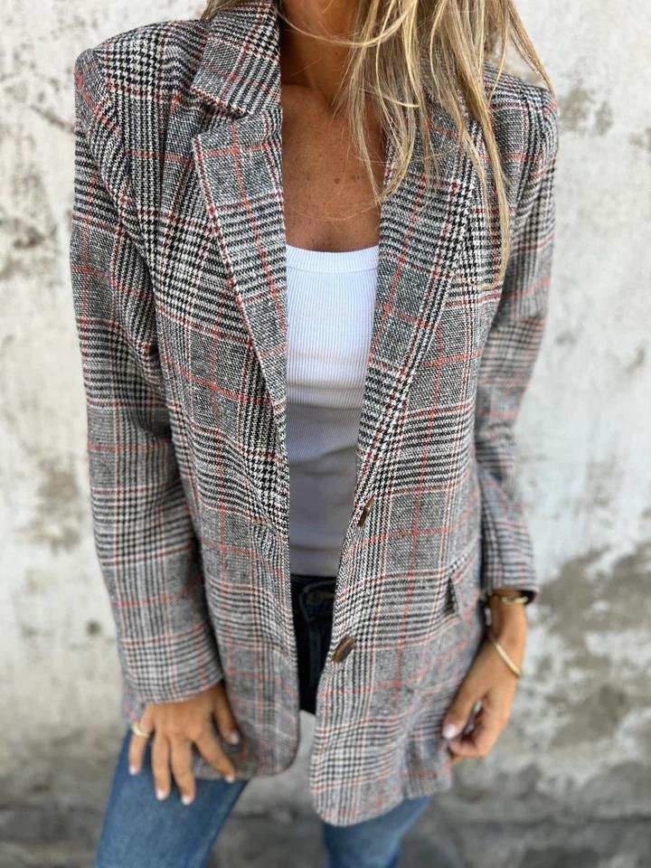 Stilvoller Damen Winterblazer Karomuster