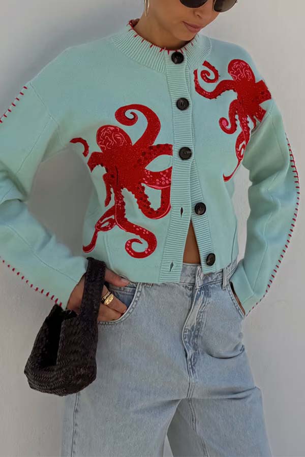 Meeresinsel Strickjacke Oktopus Design