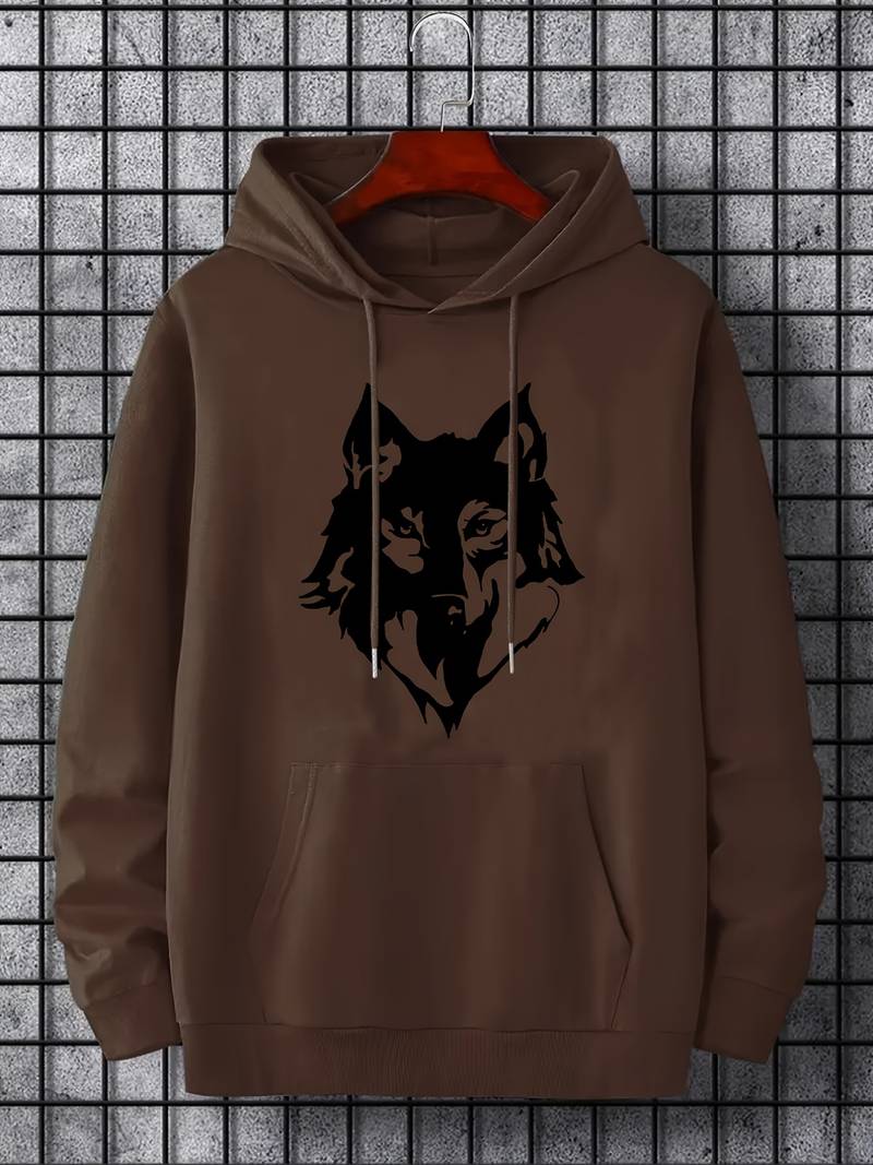 Herren Kapuzenpullover Wolf Muster Trendy - IdealeKleiden
