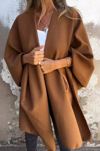 Stylische Damenjacke V-Ausschnitt Cape Design