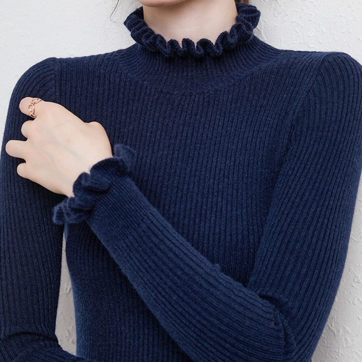 Damenpullover Rüschendetail Elegante Frauenmode