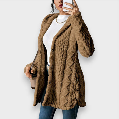 Weicher Plüsch Pullover Kapuzencardigan Damen