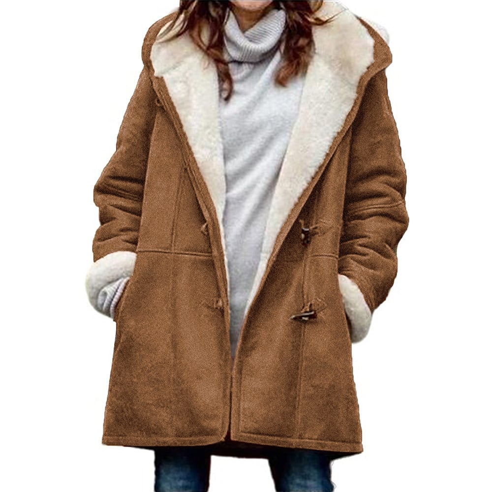 Warme Fleece-Damenjacke Kuschelig Kapuze