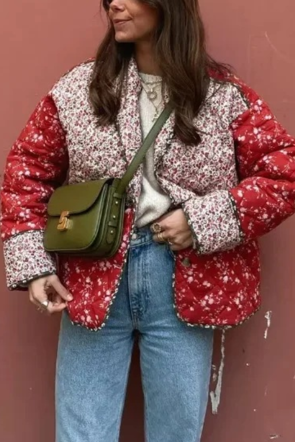 Stylische Baumwolljacke Mit Kontrastfarben