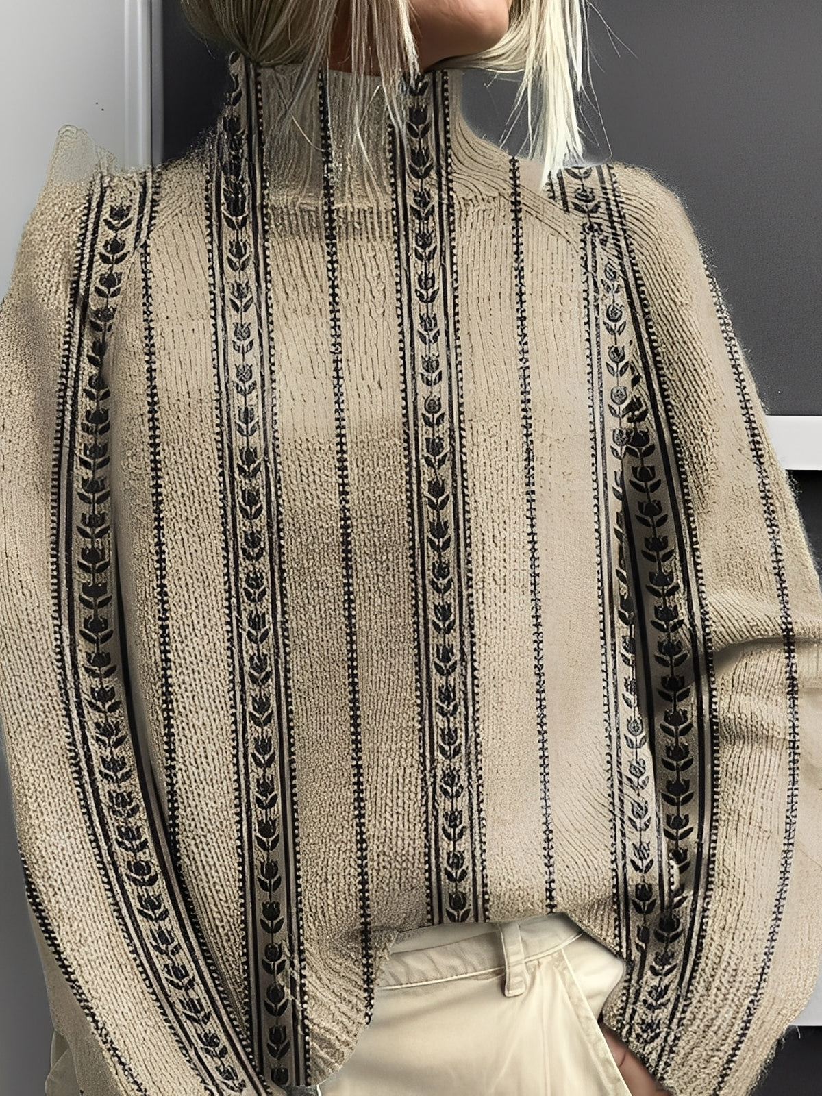 Stylische Damen Pullover Rollkragen Modern Design