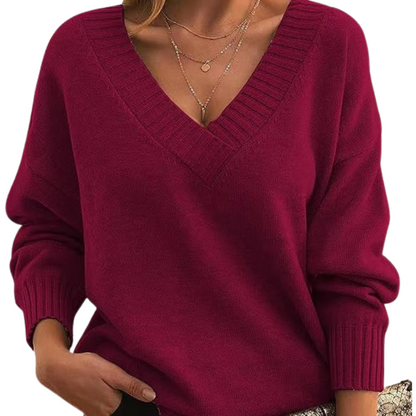 Stylisher V-Ausschnitt Pullover Frauen
